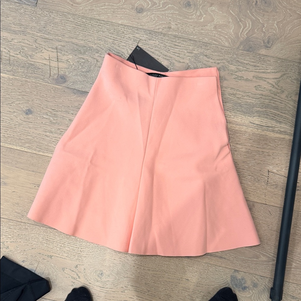 Zara Soft Coral A-Line Skirt
